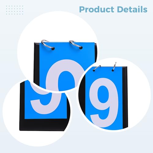 2-Digit Flip Scoreboard, Portable Tabletop Score Keeper for Basketball, Tennis, and More, Easy Read, Lightweight, Blue, 8 x 6.4 in
