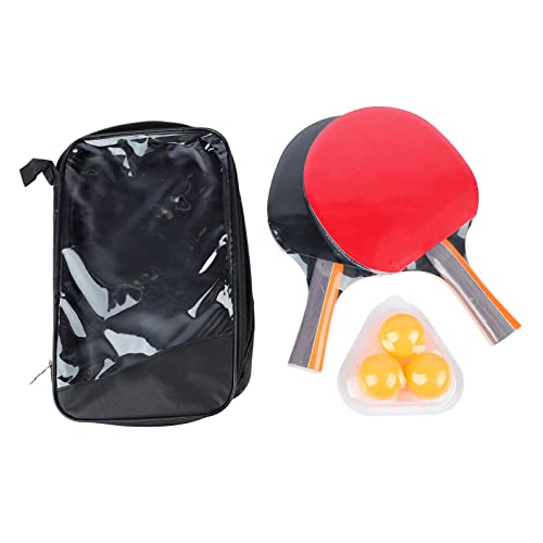 Table Tennis Racket, 7 Layer Wood Base Professional Paddles Set, Portable Table Tennis Bat with Sweat Absorbing Handle and 3 Balls for Indoor Outdoor Use