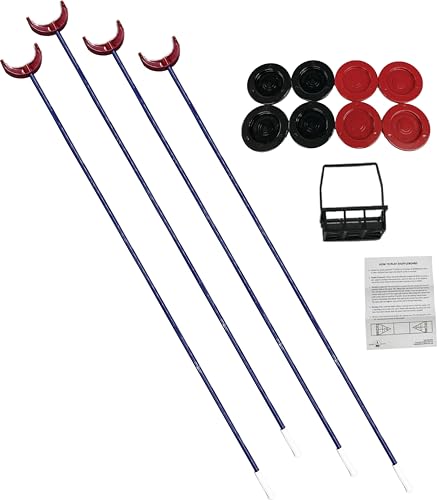 Allen Shuffleboard USA Shuffleboard Set with Recreation Discs, Fiberglass Cues, Disc Carrier, & Shuffleboard Rules
