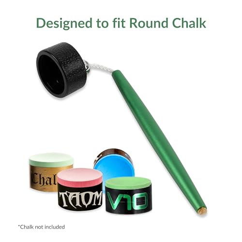 Aluminum Circle Pool Chalk Holder - Use with TAOM Pyro or TAOM V10 Chalk - Slip-in Pocket Pool Cue Chalk Holder - Cover Billiard Supplies - Snooker Accessory Chalk - color: Green