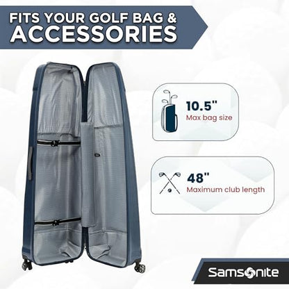 Samsonite Tour Pro Golf Hard Case Travel Bag | Lightweight, Durable ABS Shell, 360 Degree Multi-Directional Shark Wheels - color: Blue Matrix