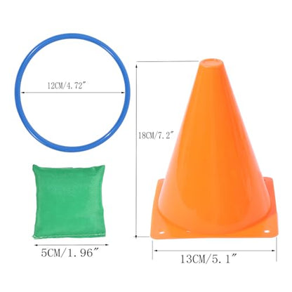 42 pcs 3-in-1 Carnival Games Set Plastic Colorful Cones Ring Toss Combo Set Outdoor Carnival Games Bean Bag for Kids Adults Birthday Party Outdoor Throwing Games