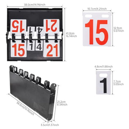 4-Digit Flip Scoreboard - Portable Score Keeper with Red/Black Numbers, Waterproof & Double-Sided for Baseball, Basketball, Volleyball, Cornhole, Tabletop