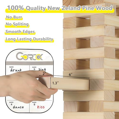 GOROCK Giant Tumbling Tower Game，57Pcs Wooden Block Stacking Game （Over 4.2FT），Classic Family Indoor Outdoor Yard Party Games for Kids and Adults with Carry Bag - size: L-Over 4.2 FT