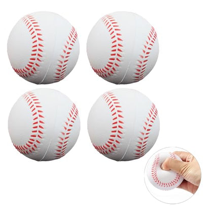 Soft Foam Baseballs Practice Training Ball for Beginners Squeeze Ball Safe Throwing Catching Batting - color: 4 White Foam Baseballs