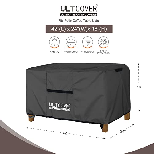 ULTCOVER Patio Coffee Table Cover, Waterproof Rectangular Outdoor Small Side Table Cover 42x24x18 inch, Black - color: Black, size: 42x24 inch