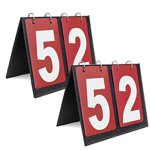 GOGO 2 Sets Portable Tabletop Sports Scoreboards Scorekeeper 00-99 - color: Red Card