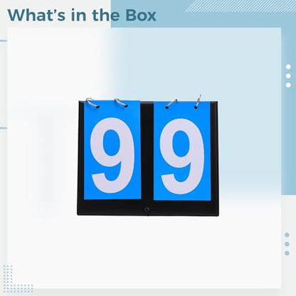 2-Digit Flip Scoreboard, Portable Tabletop Score Keeper for Basketball, Tennis, and More, Easy Read, Lightweight, Blue, 8 x 6.4 in