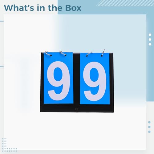 2-Digit Flip Scoreboard, Portable Tabletop Score Keeper for Basketball, Tennis, and More, Easy to Read, Lightweight Design, Blue, 8 x 6.4 in / 20.2 x 16.3 cm