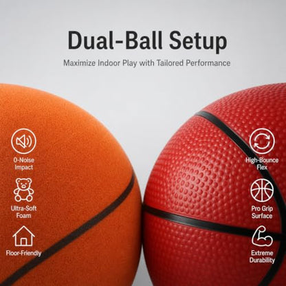 Efficraft Mini Basketball Hoop, Adjustable Indoor Wall Mount, Silent Ball | 7 Level Adjustable Height, Quiet&Bounce Dual Ball Set, Shatter Resistant pc Backboard, Spring Metal Rim, Metal Bracket - color: White, size: Large
