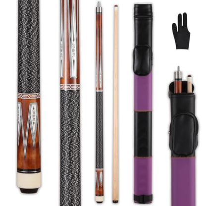 10mm11mm12mm13mm Billiard Pool Cue Stick Set, 20 oz 58 inch Canadian Maple Cue Stick Irish Linen Wrap, Cue Stick for Beginner, Commercial and Home Entertainment - color: 12mm Brown with case