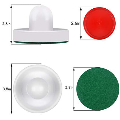 ONE250 Air Hockey Pushers and Red Air Hockey Pucks, Goal Handles Paddles Replacement Accessories for Game Tables (4 Striker, 4 Puck Pack) - color: White & Red