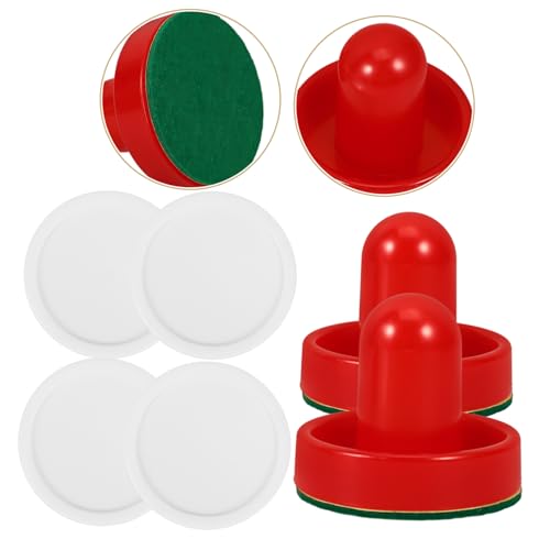 INOOMP 1set Ice Hockey Pucks and Accessories for Game Tables Includes Strikers Push Handles Felt Pads and Pucks Hockey Table Replacement Parts for Competitive Play