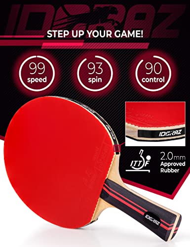 Professional Ping Pong Paddle with ITTF Rubber and Carrying Case | Table Tennis Racket with Speed 99, Spin 93, Control 90, Improves Accuracy and Consistency - color: Single Paddle