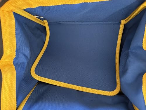 BuyBocceBalls Listing - Extra Heavy Duty Nylon Bocce Bag - Royal Blue with Yellow Handles, with Ball Separator