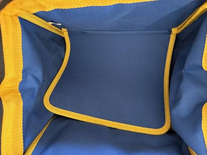 BuyBocceBalls Listing - Extra Heavy Duty Nylon Bocce Bag - Royal Blue with Yellow Handles, with Ball Separator