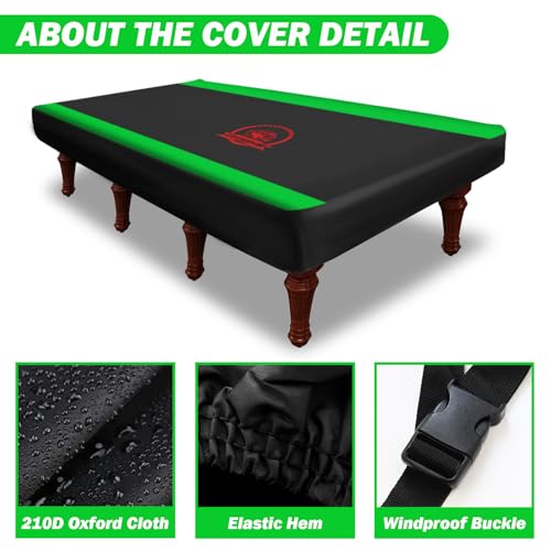 COVERVIN Billiard Pool Table Cover,Heavy Duty 210D Oxford Cloth Material All Weather Waterproof Dustproof UV Protection(9ft/Green) - color: Green, size: 9FT