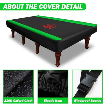 COVERVIN Billiard Pool Table Cover,Heavy Duty 210D Oxford Cloth Material All Weather Waterproof Dustproof UV Protection(9ft/Green) - color: Green, size: 9FT