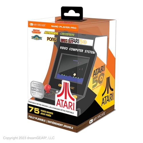 My Arcade Atari Nano Player Pro: 4.8" Retro Handheld Mini Arcade with 75 Games, Asteroids, Breakout - style: Atari
