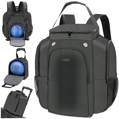 2-Ball Bowling Backpack with Shoe Storage – Heavy Duty Padded Travel Bag - color: DK Grey