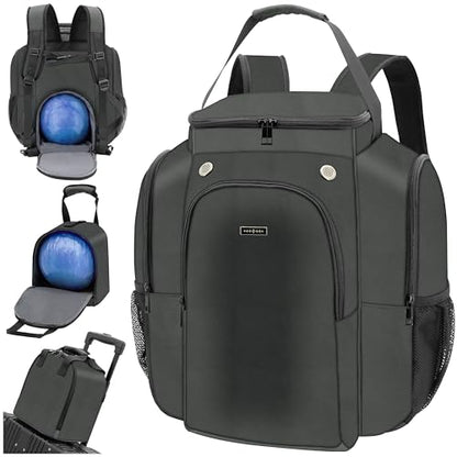 2-Ball Bowling Backpack with Shoe Storage – Heavy Duty Padded Travel Bag - color: DK Grey