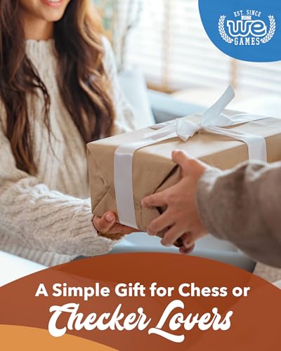 WE Games Wooden Checkers Pieces Only (1.5 inch), Checker Board Game & Backgammon Pieces, 24 Brown and Natural Stained Stackable Ridges with a Drawstring Storage Bag, Replacement Game Piece - size: 1.5 inch diameter