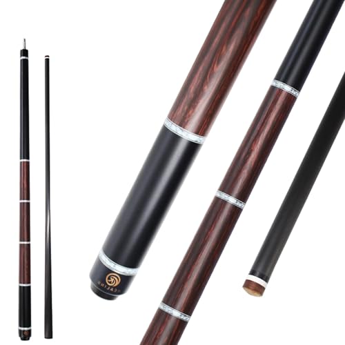 Carbon Fiber Pool Cue 58" with Pigskin Tip & Bakelite Ferrule, 2-Piece Low Deflection Billiard Cue Stick 19-20oz, Handmade for Pool/Black Eight & Nine Balls