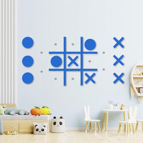 Magnetic Tic Tac Toe Wall-Mount Game,Game Room Decor,Hallway Decor,Playroom Decor,Modern Wall Decals for Kids Room,Classroom&Offices,Best Gift for Family, Friends (Blue) - color: Blue Tic Tac Toe Games