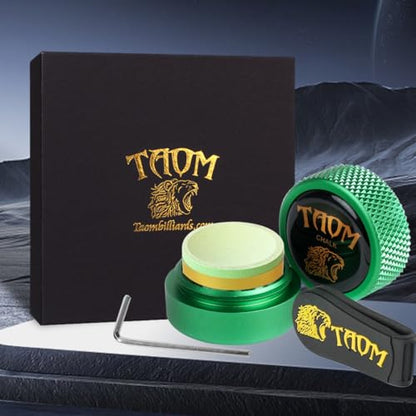TAOM Upgrade Pool Chalk Holder Round Shaped Practical Tool Billiards Accessories Magnetic Mini Chalk Tip Case Container Round Box Billiards,Cue Tip Tool Scuffer Shaper - color: 1-Gift Set-Green with Pyro Green