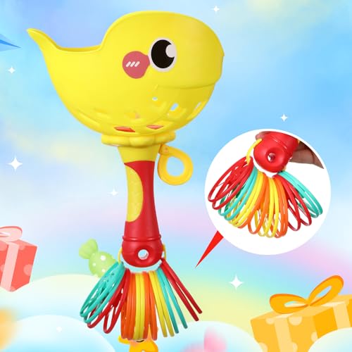 Arrowbash Set of 8 Flying Disc Launcher Toys Bulk Toys for Kids Include String Launchers & Discs Manual Capture Catching Game Flying Toy for Boy Girl Birthday Party Favors