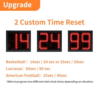 2 Units 14S/24S Basketball Shot Clock & Controller,Support 0-99 Seconds Custom Countdown Timer,Portable Shot Clock with Buzzer,Plug in(Shot Clock) - style: Shot Clock