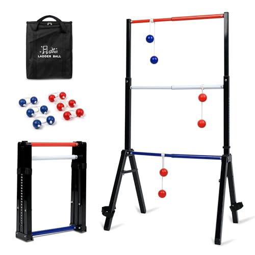 Steel Ladder Ball Game Set with 6 Bolas Assembly-Free Ladder Toss Includes Scorekeeper and Carry Case Yard Outdoor Games for Adults & Family