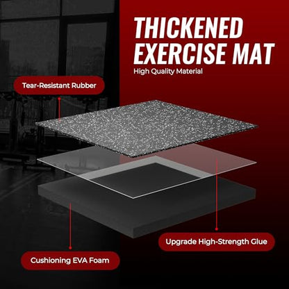 SUPERJARE 0.79'' Extra-Thick Exercise Equipment Mats, 24 Pcs 96 Sq Ft Rubber Top Floor Tiles with High Density EVA Foam, Interlocking Gym Flooring for Home Gym, Workout Mat, Black/Grey - size: 24 Tiles (96 Sq Ft)