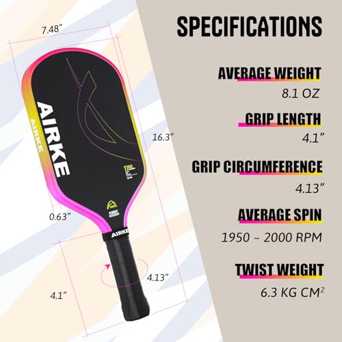 Pickleball Paddles - T700 Carbon Fiber Paddle with Honeycomb Core Pickleball Rackets - Lightweight Precision & Enhanced Shock Absorption for High SPI
