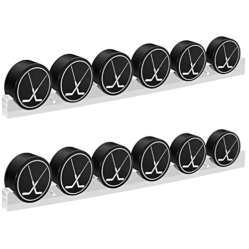 Yulejo 2-Pack Hockey Puck Display Case, Wall Mount Clear Acrylic Holder Shelf, 21.75" Floating Wall Rack Holds 12 Pucks, Perfect for Sports Memorabilia Signed Collectibles & Fan Gifts - color: Clear, style: Base