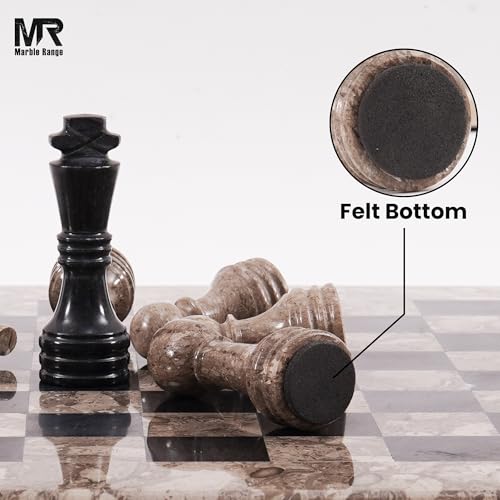 Marble Chess Pieces 3.5 Inch King Handmade Oceanic and Black 32 Chess Figures for Board Games, Suitable for Travel Games - color: Oceanic and Black