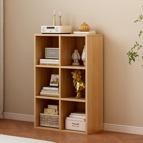 OSCHF 6-Cube Storage Shelf Bookcase, Oak - color: Oak, size: 6-Cube