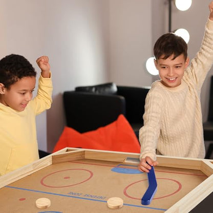 2 Sets Wooden Replacement Hockey Sticks and Pucks for Classic Wooden Tabletop Games Hockey Games Equipment Set Extra Accessories for Kids Children Adults Family - color: Blue