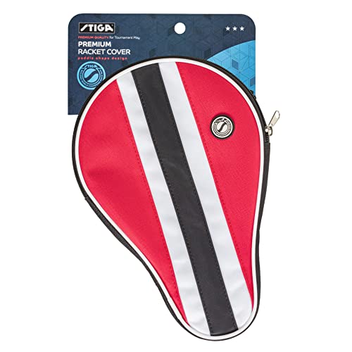 STIGA Ping Pong Paddle Cover – Padded Table Tennis Racket Case with Heavy-Duty Vinyl Construction, Zipper Closure, Reinforced Edge Protection for Travel and Storage - color: Red