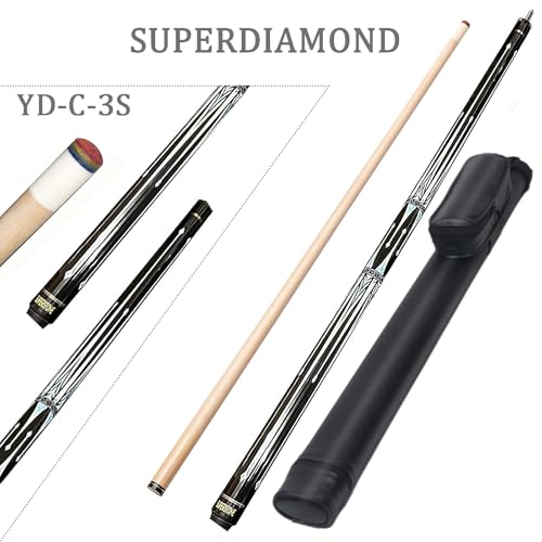 SUPERDIAMOND Pool Cue Stick Set Billiard Cue Sticks with Hard Case, 2-Pieces 58" Pool Table Sticks, 12.5 mm Tip Pool Queue,Pool Stick Set for Home Recreation, Billiards Clubs, Training - style: Billiard Cue Sticks-GB-YD-C-3S