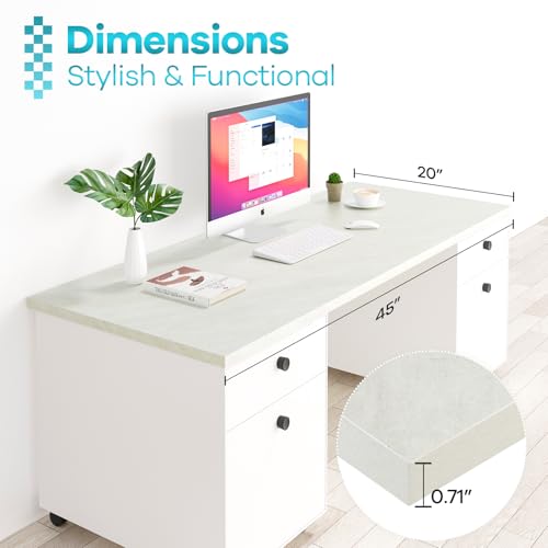 Kaboon Universal Tabletop 45"x20", Solid One-Piece Melamine Table Top, L-Desk Floating Desk DIY, Home and Office, Sea Salt/White - color: Sea Salt, size: 45x20