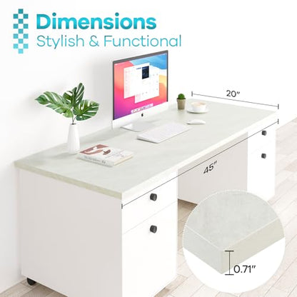 Kaboon Universal Tabletop 45"x20", Solid One-Piece Melamine Table Top, L-Desk Floating Desk DIY, Home and Office, Sea Salt/White - color: Sea Salt, size: 45x20