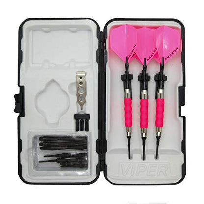 Sure Grip Pink Viper Soft Tip Darts with Dart Case & Accessories Choice of Flights 16 or 18 Grams Plus I Love Darts Bracelet (Amazon, 16g)