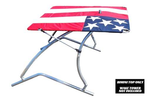Big Air Super Shadow Wakeboard Tower Bimini Top - 76" x 76" - Mounts Over Existing Wake Tower - color: Ole Glory