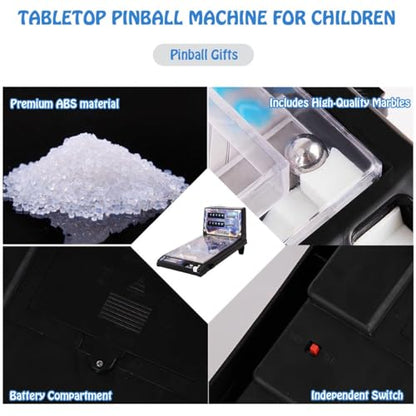 Desktop Pinball Machine Toy, Mini Electronic Ball Shooting Game with Lights and Scoreboard, Nostalgic Arcade Machine for Office and Home, Pinball Game Favor
