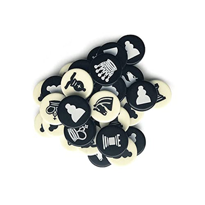 Sondergut Travel Chess Replacement Pieces - 32 Count- Flat Travel Size 2 CM Checkers Chessmen, Melamine Stones - One Side Blank for Checkers- for Travel Games, Standard Game Boards, Etc…