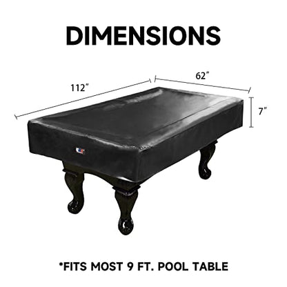 GSE Games & Sports Expert Billiard Table Covers, 7'/8'/9' Waterproof & Tearproof Heavy Duty Leatherette Pool Table Cover (Several Colors Available) - color: Black - 9ft