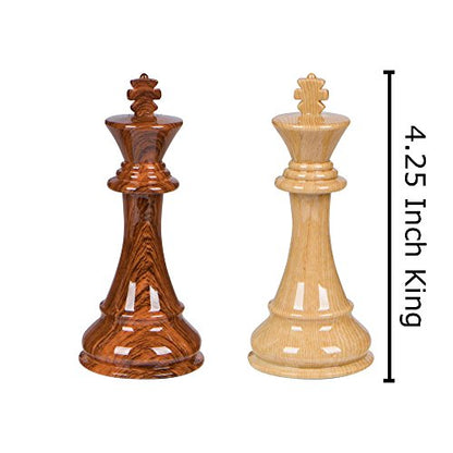 Nero High Polymer Extra Heavy Weighted Chess Pieces with 4.25 Inch King and Extra Queens, Pieces Only, No Board