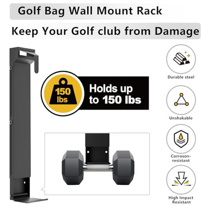 KAXIWEI Wall Mount Golf Bag Storage Stand Organizer Rack for Garage - color: Black