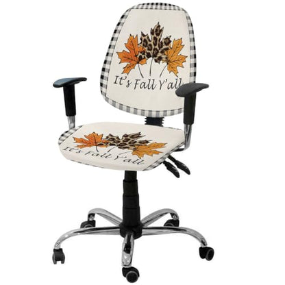 Savannan Office Chair Cover, Leopard Maple Leaf Thanksgiving Fall Y'all Protective Stretch Elastic Universal Cover for Desk Task Chair,Computer Rotating Chair 1 Pcs Black Buffalo Check Vintage Linen